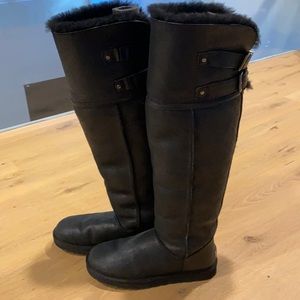 Ugg, black shearling over the knee boots.